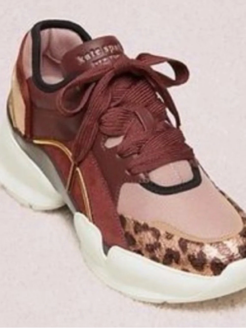 Kate Spade New York Cloud Sneakers - Burgundy Cherrywood & Leopard Print